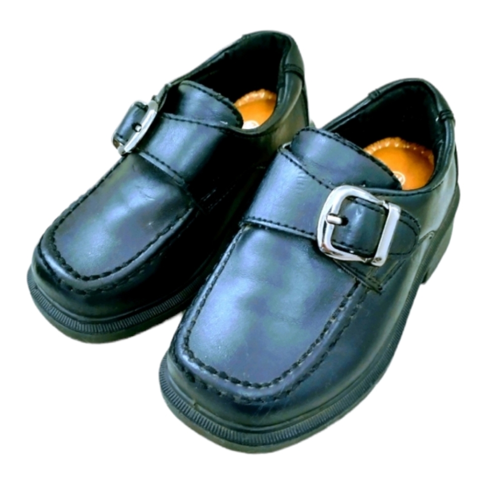Drexlite Black Leather Boy's Dress shoes